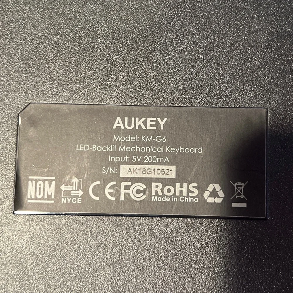 AUKEY KM-G6 Wired Keyboard Mechanical For Windows Gaming PC 104 Keys
